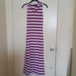 Polo purple and white maxi dress with hood.
